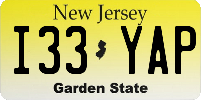 NJ license plate I33YAP