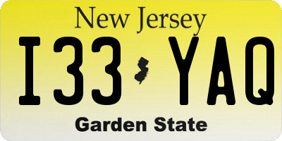 NJ license plate I33YAQ