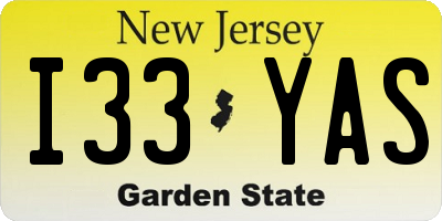 NJ license plate I33YAS