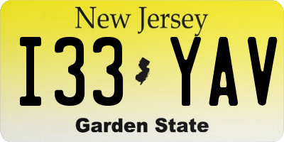 NJ license plate I33YAV