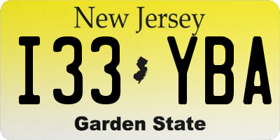 NJ license plate I33YBA
