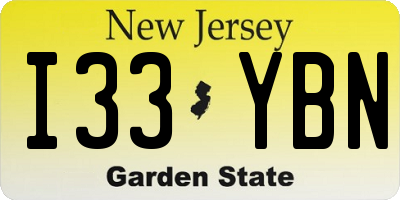 NJ license plate I33YBN