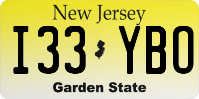 NJ license plate I33YBO