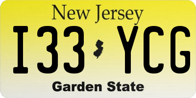 NJ license plate I33YCG
