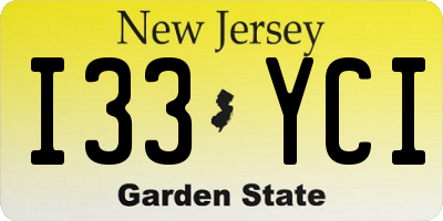 NJ license plate I33YCI