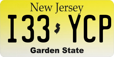 NJ license plate I33YCP