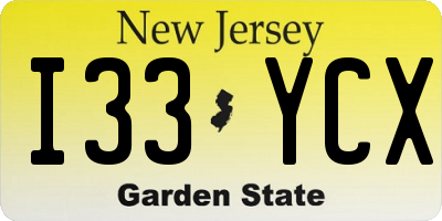 NJ license plate I33YCX