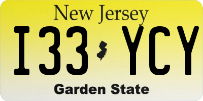 NJ license plate I33YCY
