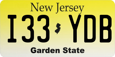 NJ license plate I33YDB