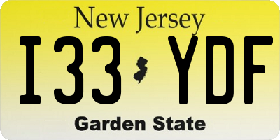 NJ license plate I33YDF