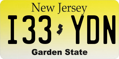 NJ license plate I33YDN
