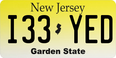NJ license plate I33YED