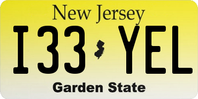 NJ license plate I33YEL