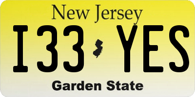NJ license plate I33YES