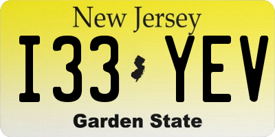 NJ license plate I33YEV