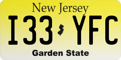 NJ license plate I33YFC