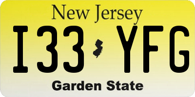 NJ license plate I33YFG
