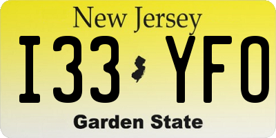 NJ license plate I33YFO