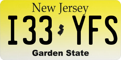 NJ license plate I33YFS