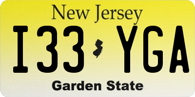 NJ license plate I33YGA
