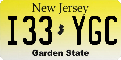 NJ license plate I33YGC