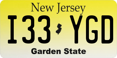 NJ license plate I33YGD