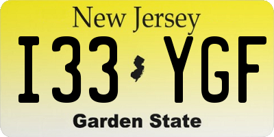 NJ license plate I33YGF
