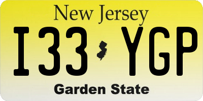 NJ license plate I33YGP
