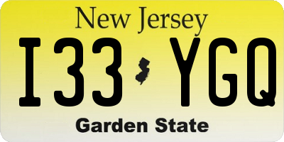 NJ license plate I33YGQ