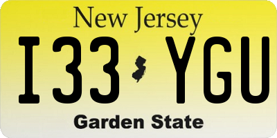 NJ license plate I33YGU