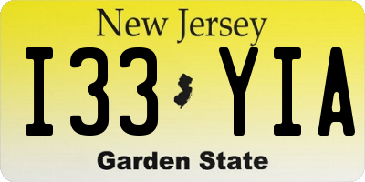 NJ license plate I33YIA