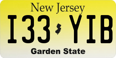 NJ license plate I33YIB