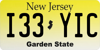 NJ license plate I33YIC