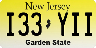 NJ license plate I33YII