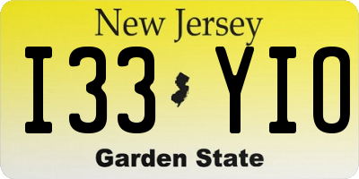 NJ license plate I33YIO