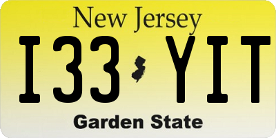 NJ license plate I33YIT