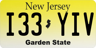 NJ license plate I33YIV