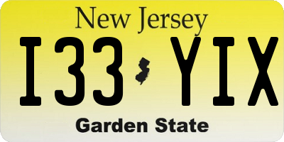 NJ license plate I33YIX