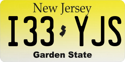 NJ license plate I33YJS