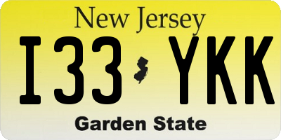 NJ license plate I33YKK