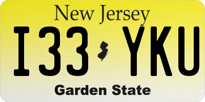 NJ license plate I33YKU