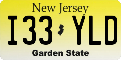 NJ license plate I33YLD