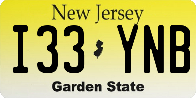 NJ license plate I33YNB