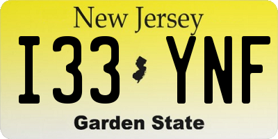 NJ license plate I33YNF