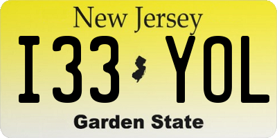 NJ license plate I33YOL