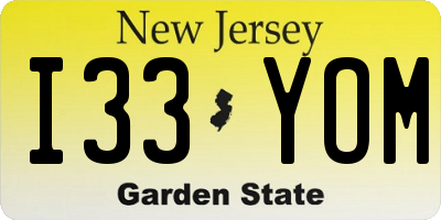NJ license plate I33YOM
