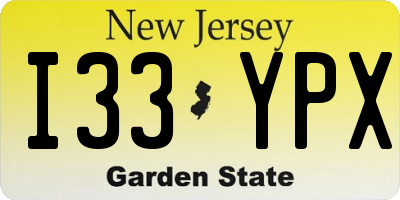 NJ license plate I33YPX