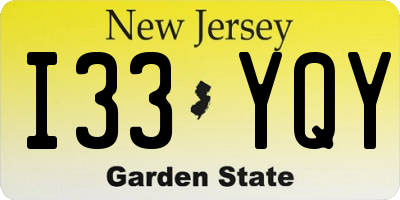 NJ license plate I33YQY