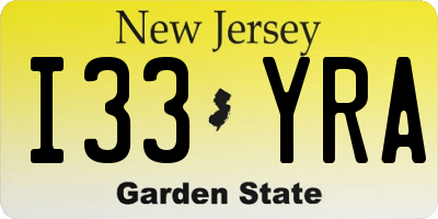 NJ license plate I33YRA