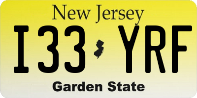 NJ license plate I33YRF